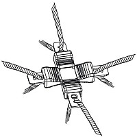 Spojka na lanko Litzclip do 3 mm kříž - balení 5 ks