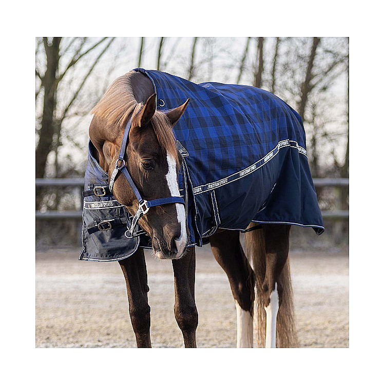 Nepromokavá deka - QHP modrá károvaná 50 g