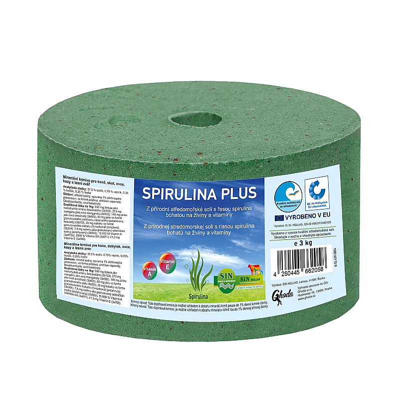 Minerální liz z mořské soli "Spirulina" 3 kg