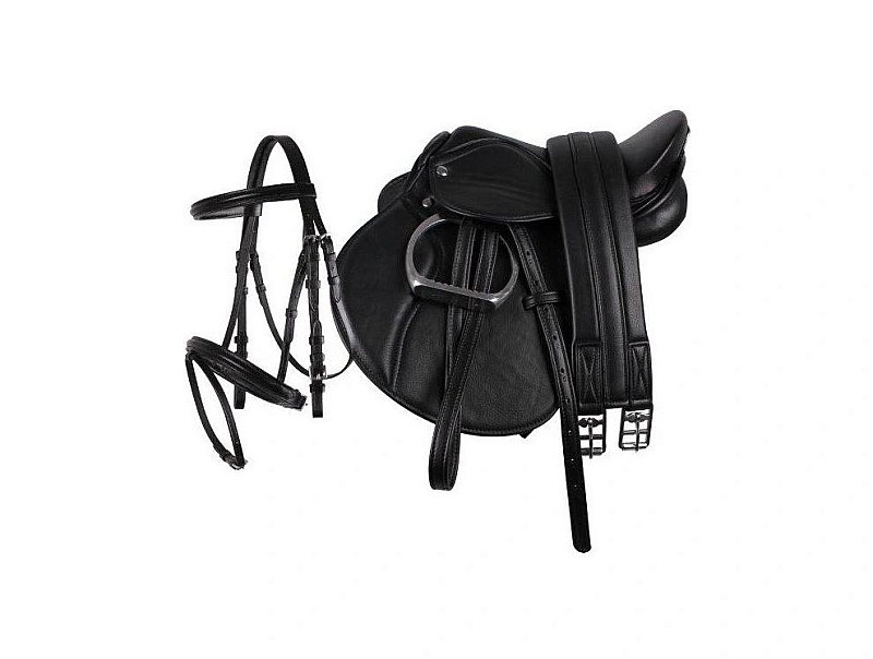 Všestranné pony sedlo QHP 13" černé včetně uzdečky