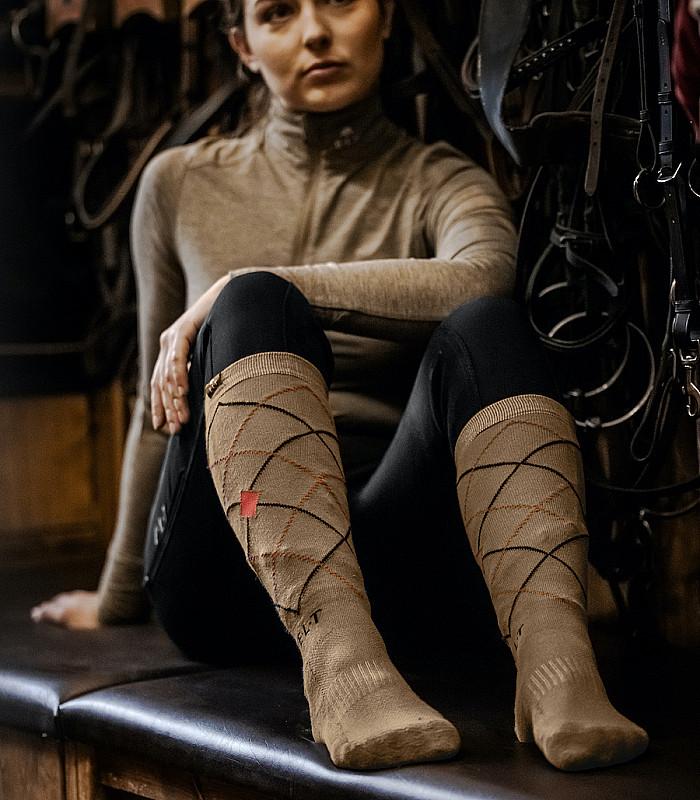 Jezdecké podkolenky ELT Argyle cappuccino