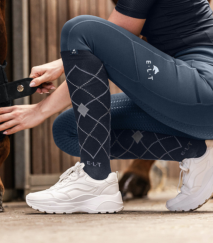 Jezdecké podkolenky ELT Argyle tmavě modrá