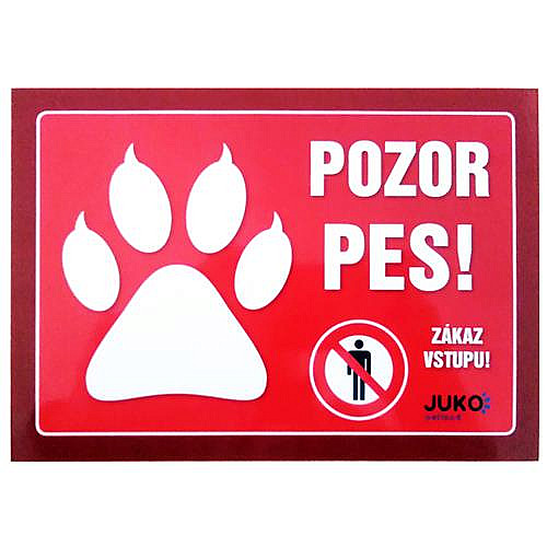 Bezpečnostní cedulka - POZOR PES červená