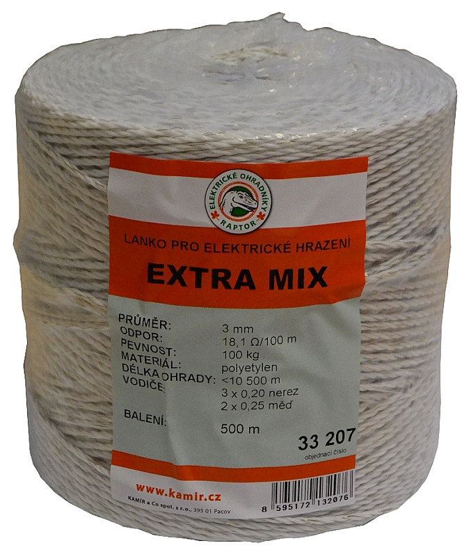 Ohradníkové lanko EXTRA MIX žluto-bílé 500 m