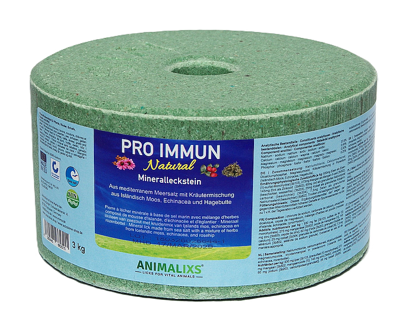 Minerální liz z mořské soli Pro immun Natural s lišejníkem a šípkem 3 kg