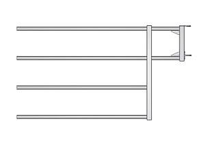 Výsuvný díl stájové 4-trubkové zábrany JOURDAIN EX4 - spodní otvor pro napáječku