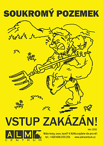 Plastová cedulka ALM žlutá - SOUKROMÝ POZEMEK (A5)