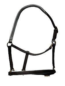 Kožená ohlávka pro koně černá s bílým podložením vel. pony