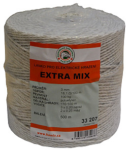 Ohradníkové lanko EXTRA MIX žluto-bílé 500 m