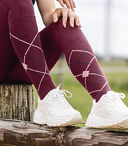 Jezdecké podkolenky ELT Argyle vínová