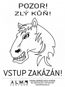 Plastová cedulka ALM - ZLÝ KŮŇ