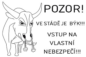 Plastová cedulka ALM - VE STÁDĚ JE BÝK