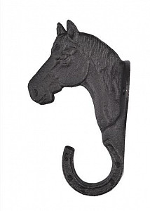 Držák na uzdečky HKM hlava koně přímý litinový černý